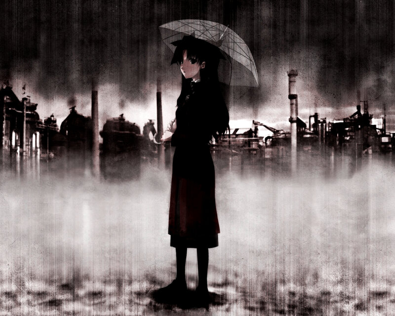 girl with umbrella in rain
