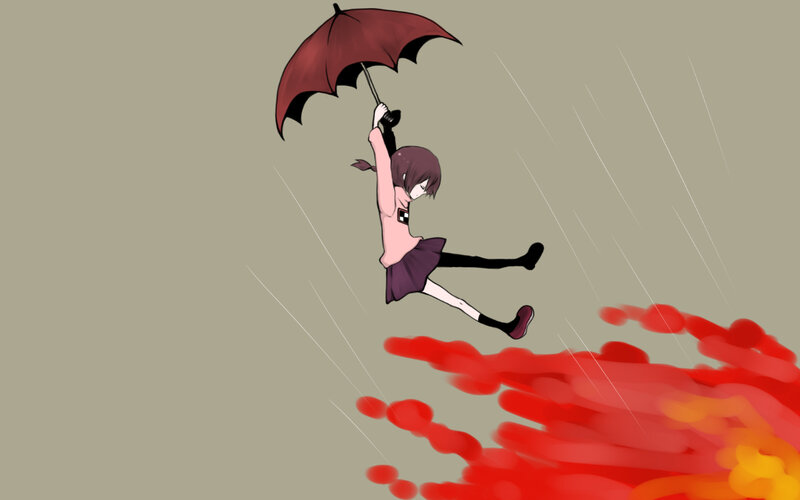girl with umbrella in rain