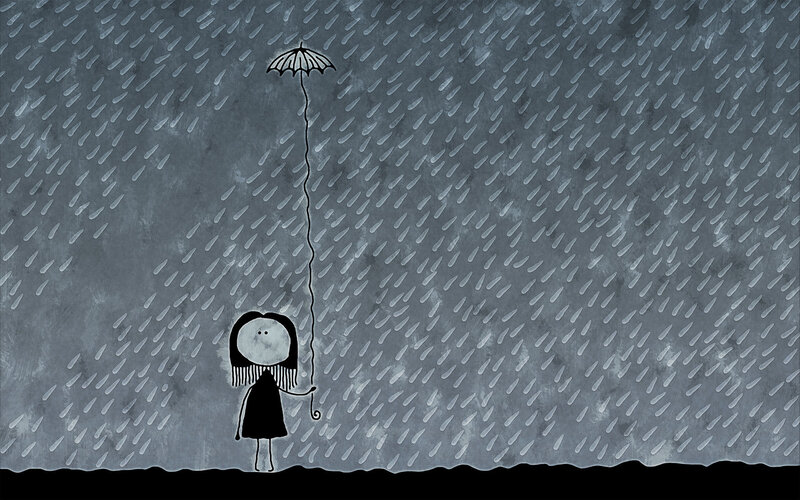 girl with umbrella in rain