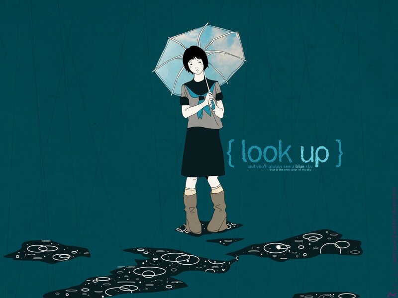 girl with umbrella in rain