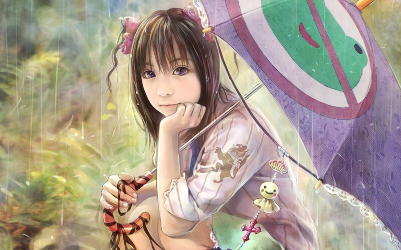 girl with umbrella in rain