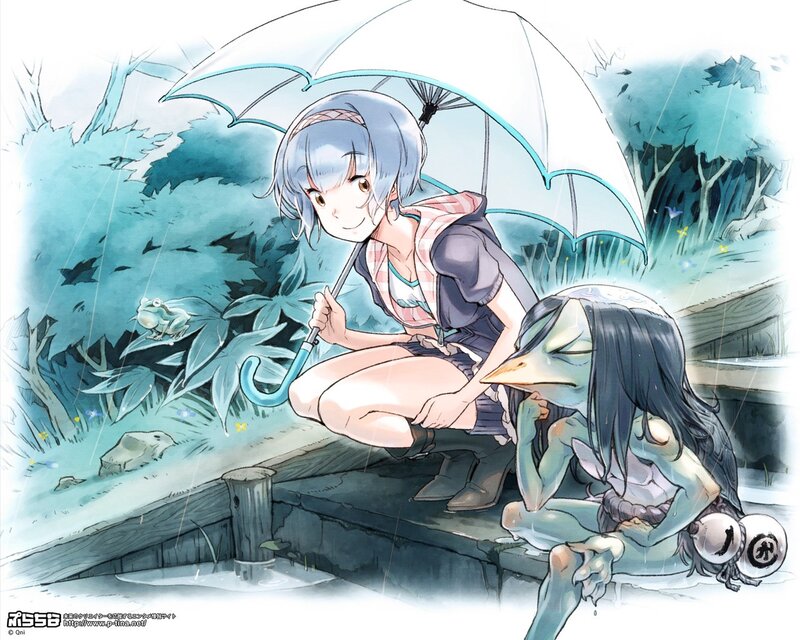 Girl with umbrella in rain