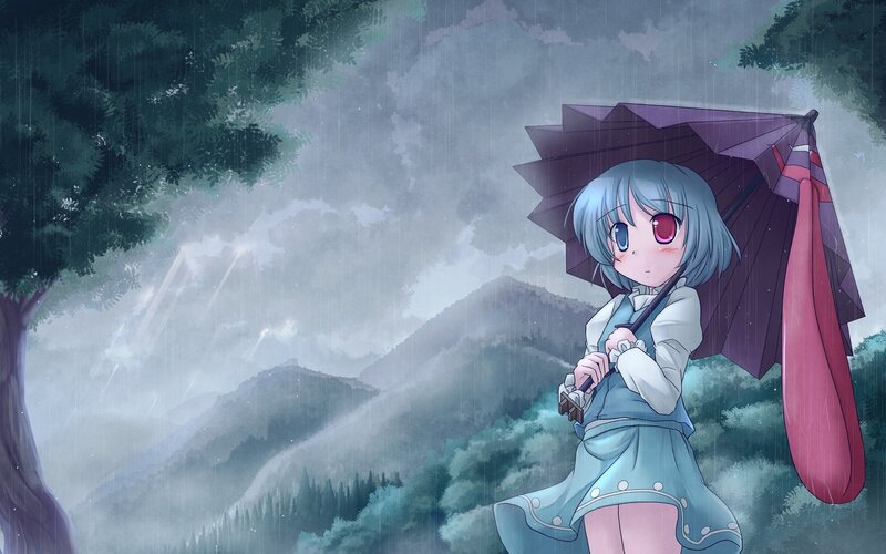 girl with umbrella in rain