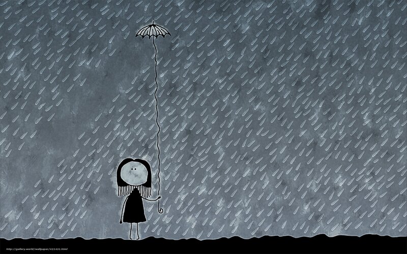 Girl with umbrella in rain