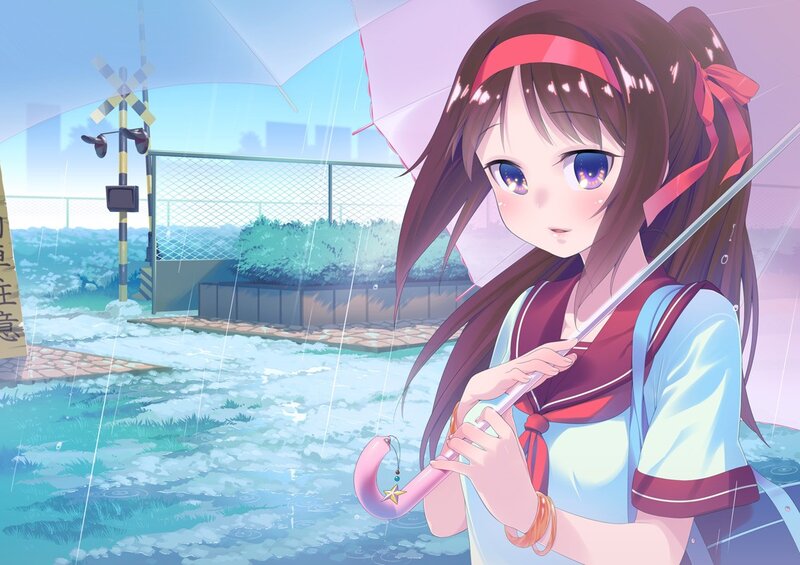 girl with umbrella in rain