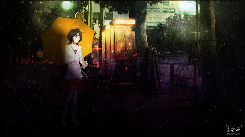 girl with umbrella in rain