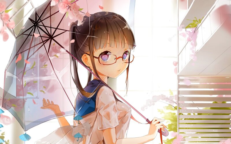girl with umbrella in rain
