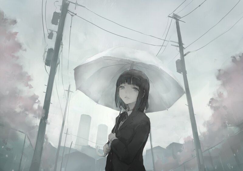 girl with umbrella in rain