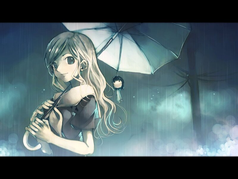 girl with umbrella in rain