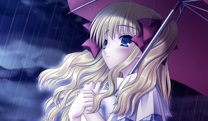 girl with umbrella in rain