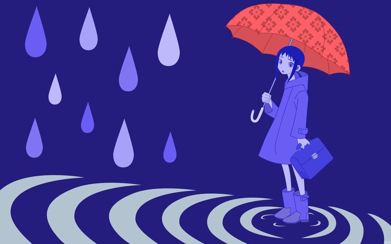 girl with umbrella in rain