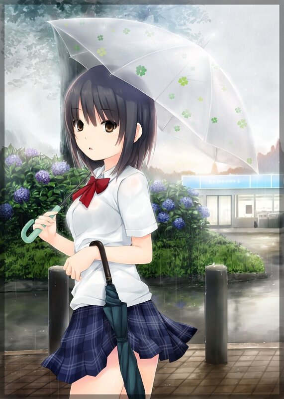 Girl with umbrella in rain