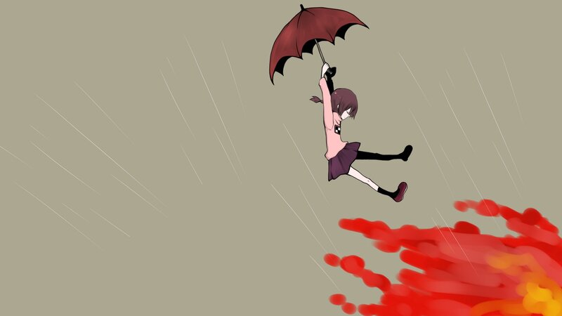 girl with umbrella in rain