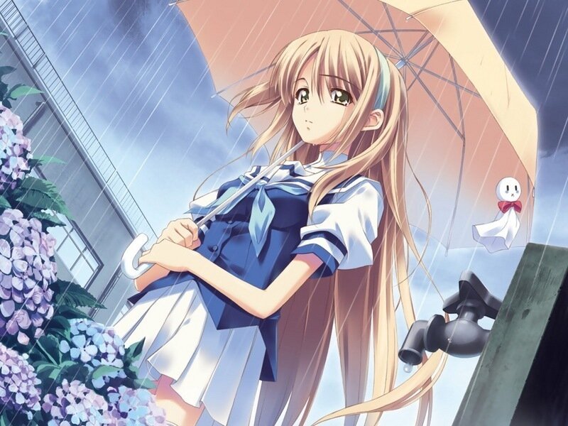 girl with umbrella in rain