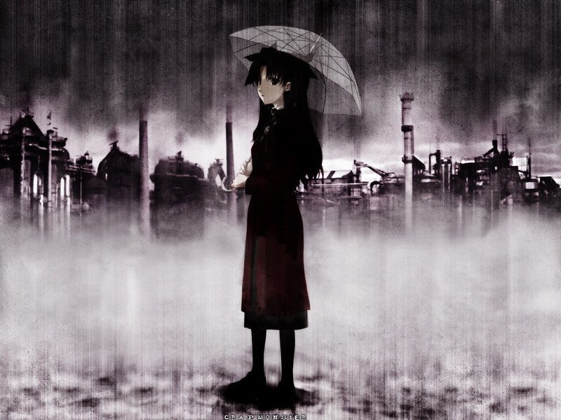 girl with umbrella in rain
