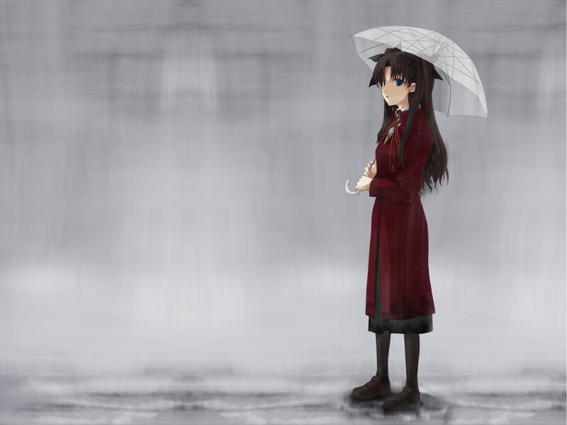 girl with umbrella in rain