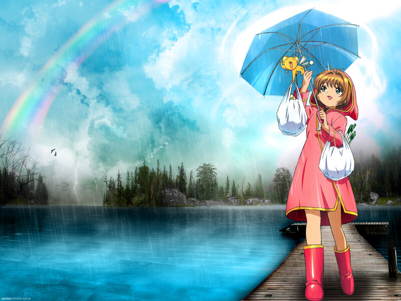 girl with umbrella in rain