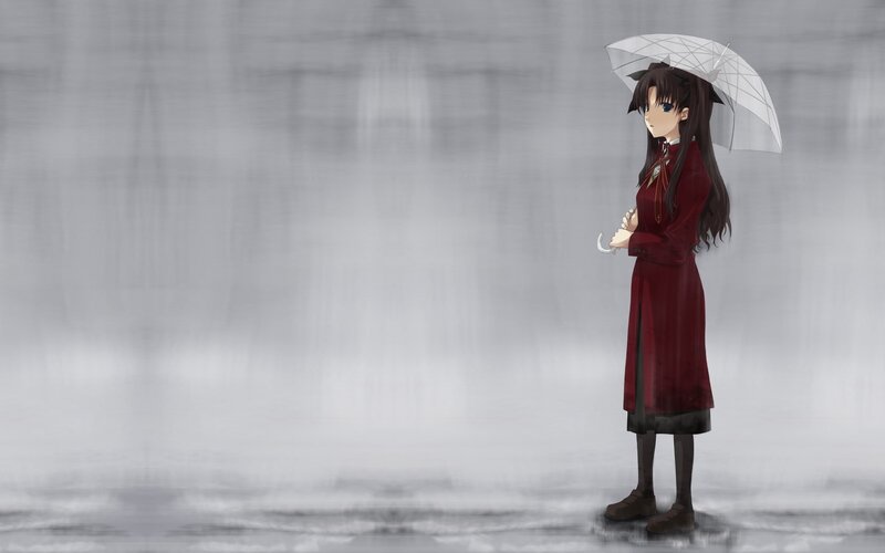 girl with umbrella in rain