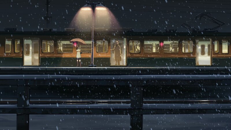 Girl with Umbrella on Platform