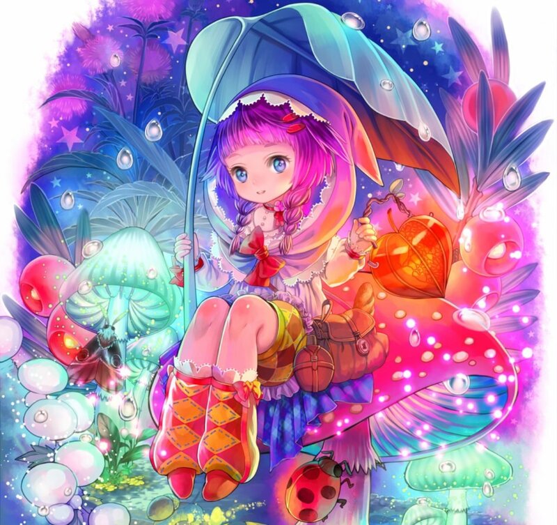 Girl with Umbrella — Purple, Magical
