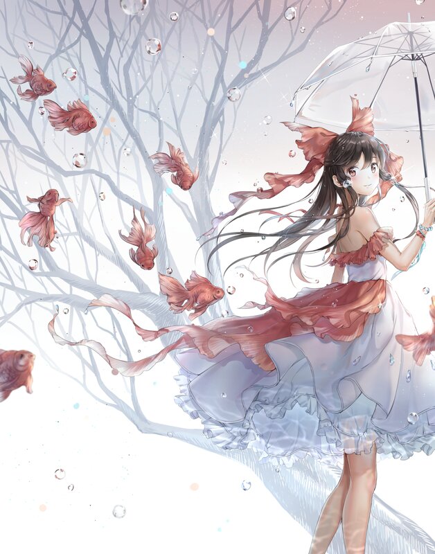 Girl with Umbrella — White, Serene, Anime