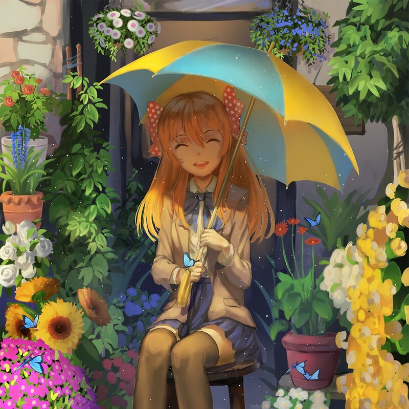 Girl with Umbrella — Yellow, Serene