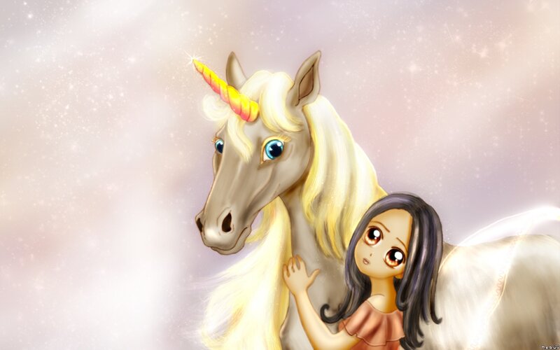 girl with unicorn companion