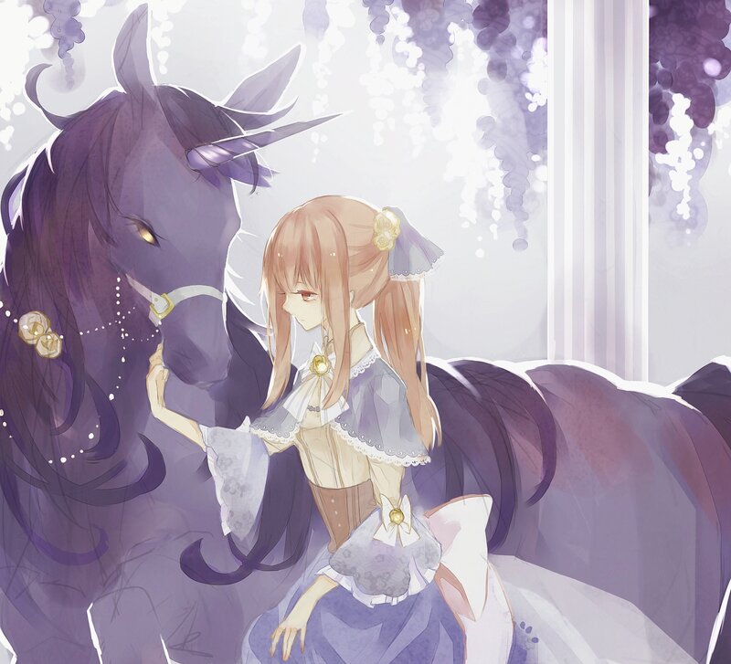 Girl with Unicorn — Purple