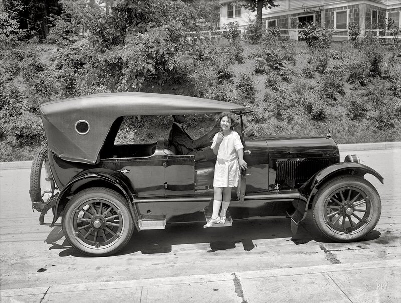Girl with vintage car