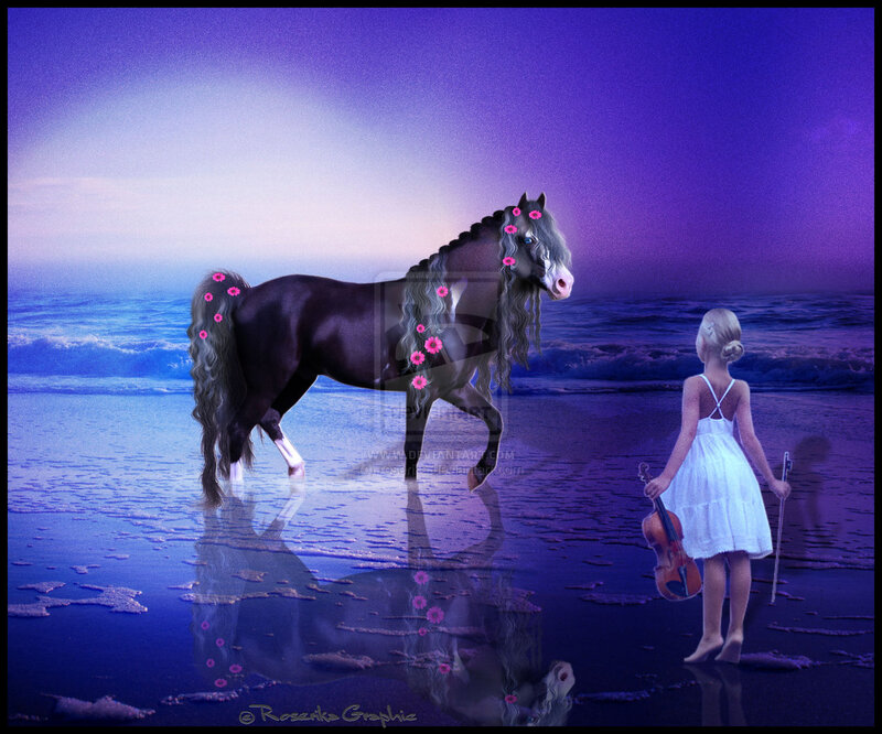 Girl with Violin and Horse
