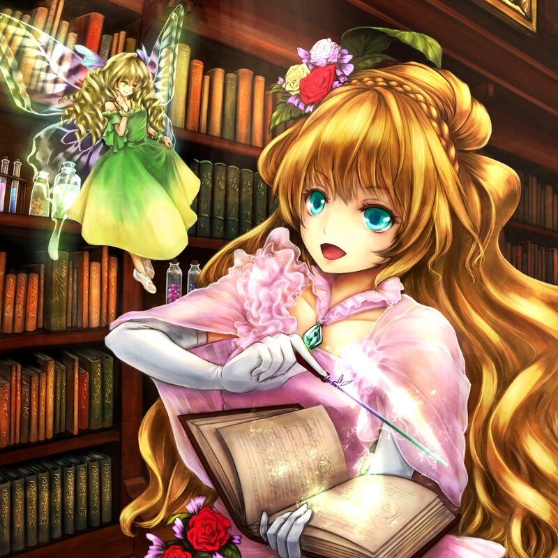 Girl with Wand in Library