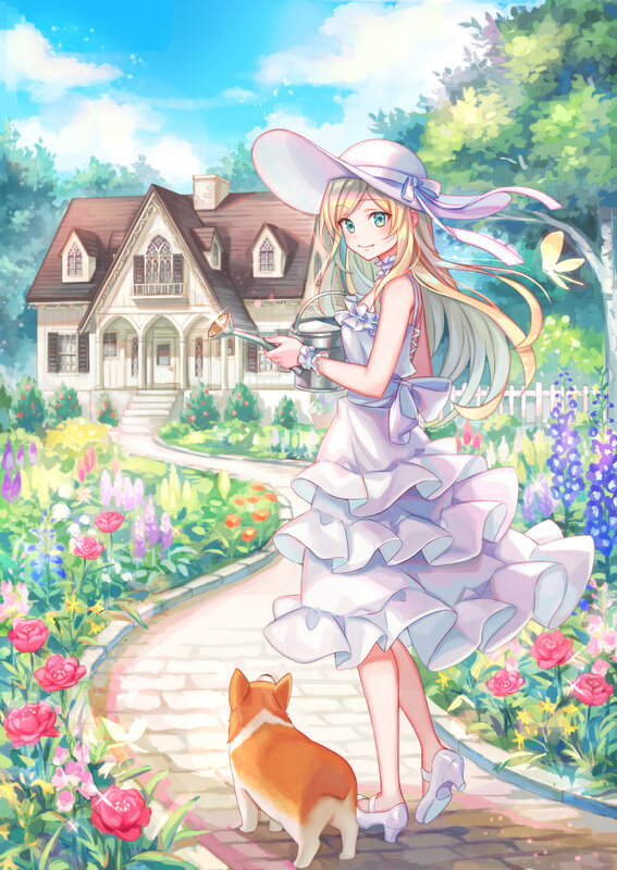 Girl with Watering Can — Pink