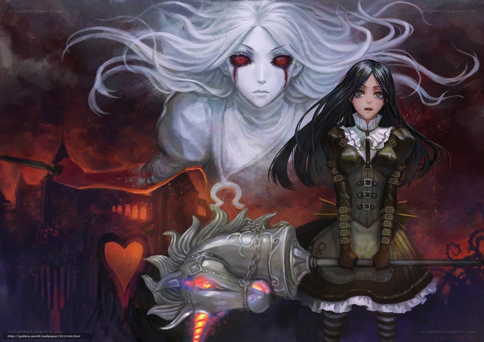 girl with weapon and ghost