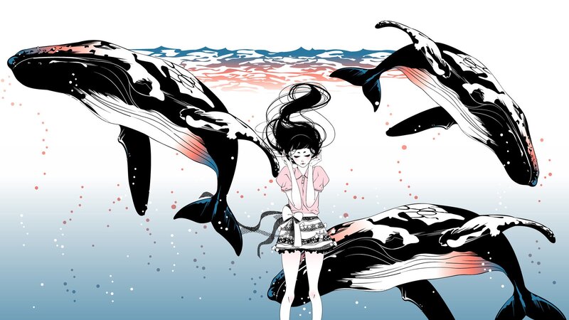 Girl with Whales — Blue