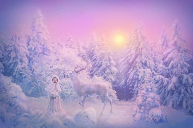 Girl with White Deer