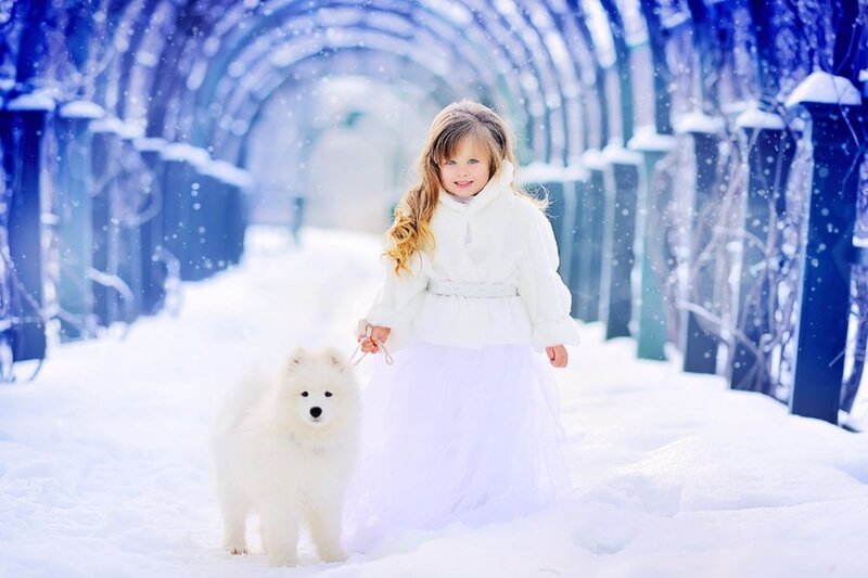 Girl with White Dog — Serene