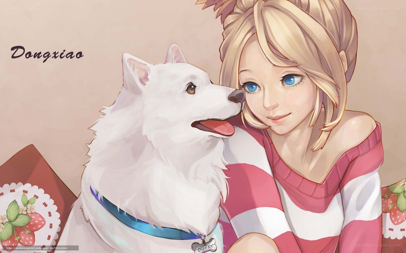 girl with white dog