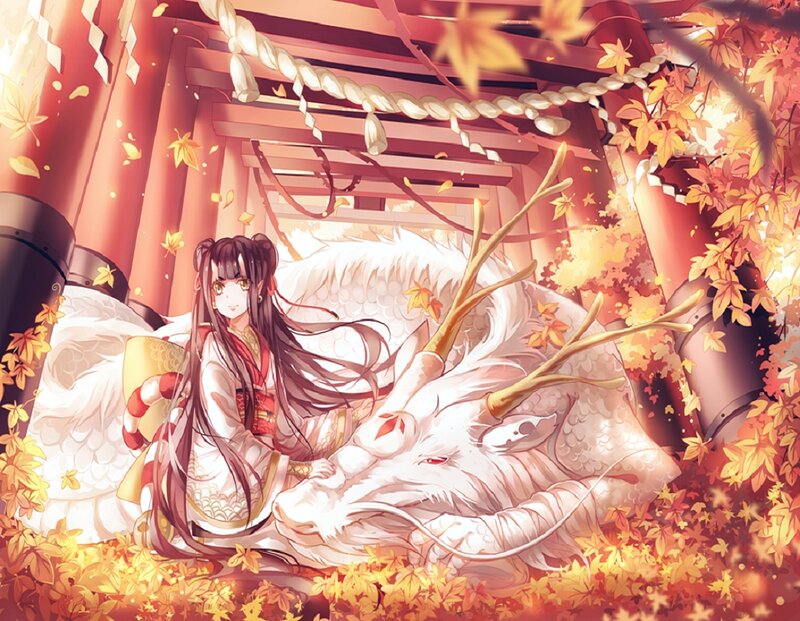 Girl with White Dragon — Red