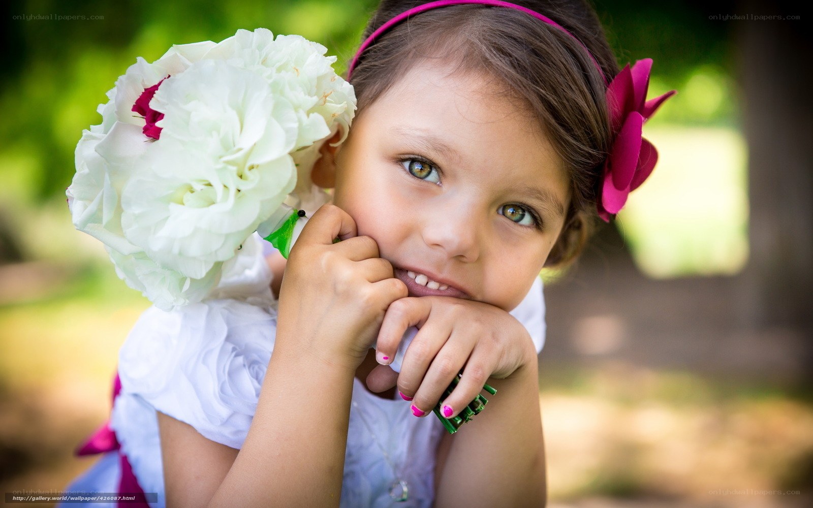 girl with white flower