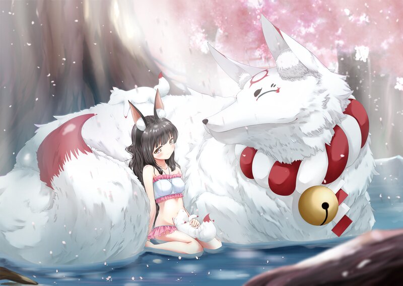 Girl with White Fox — Serene, Spring