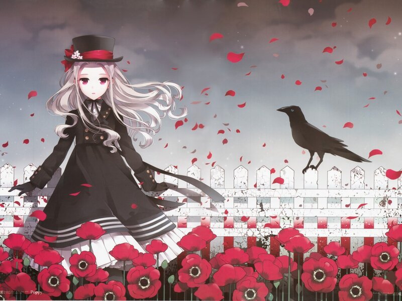 Girl with White Hair — Red