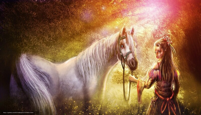 girl with white horse