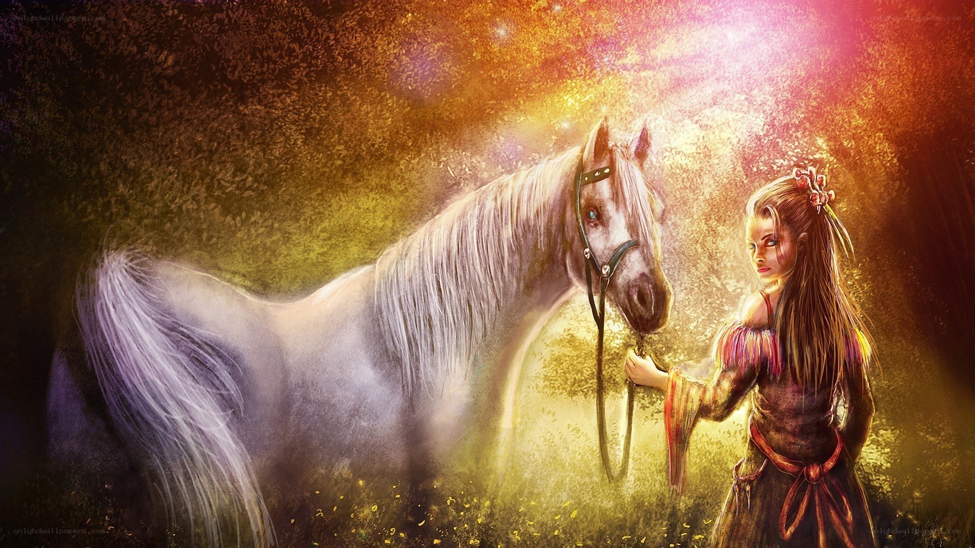 girl with white horse