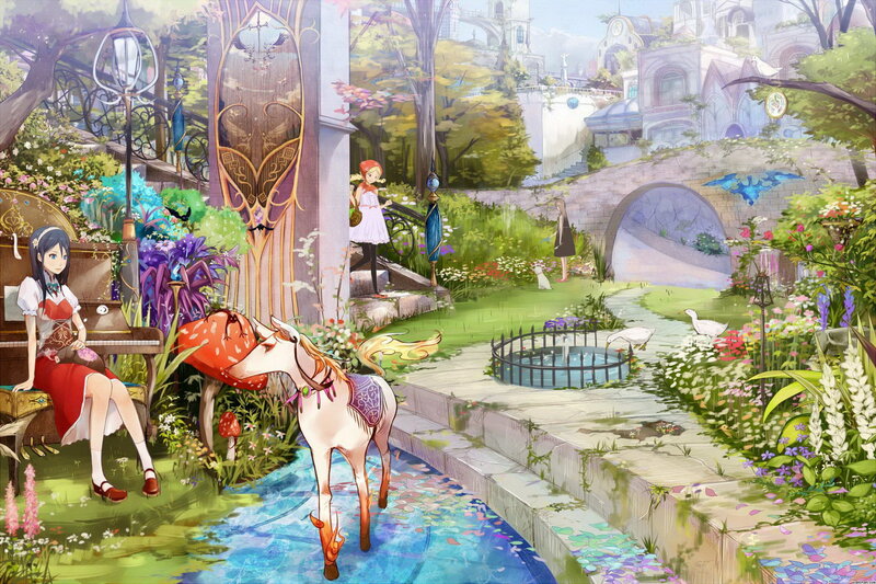 Girl with White Horse — Green