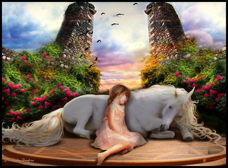 Girl with White Horse — Serene