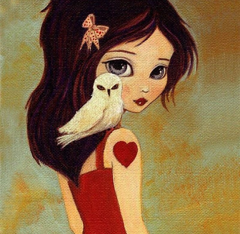 Girl with White Owl