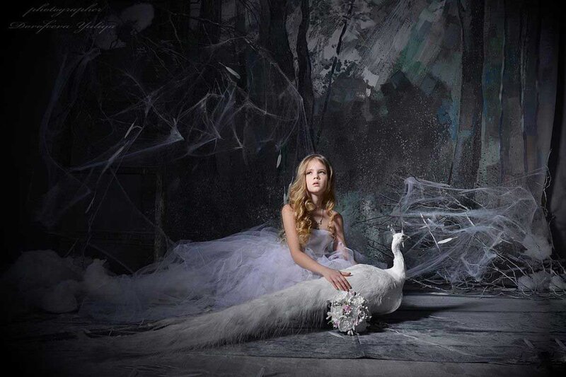 Girl with White Peacock