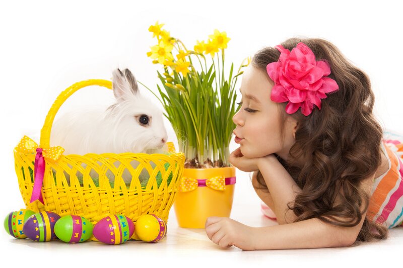 Girl with White Rabbit — Yellow