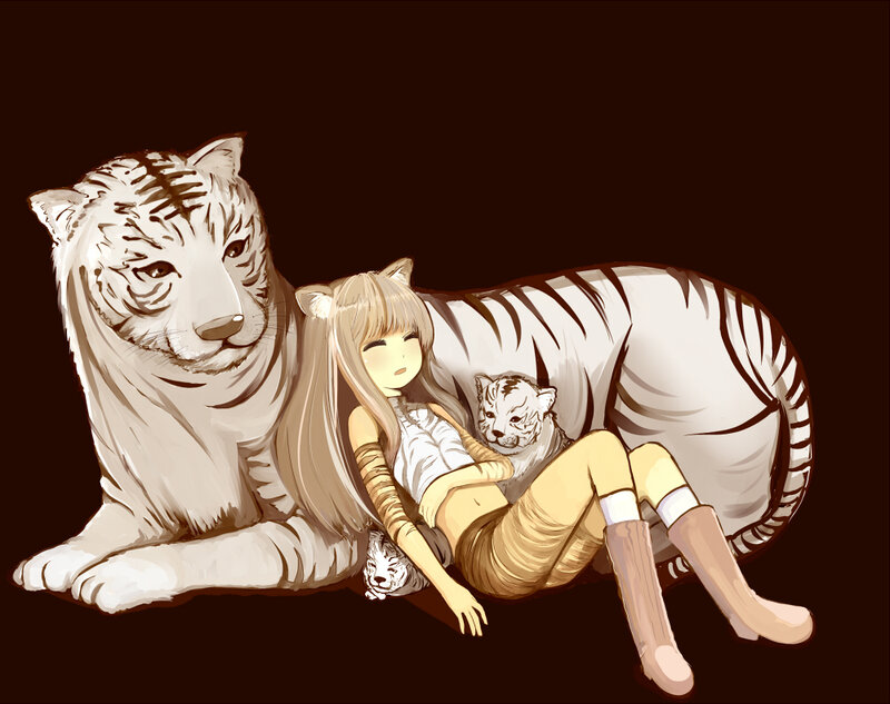 girl with white tigers