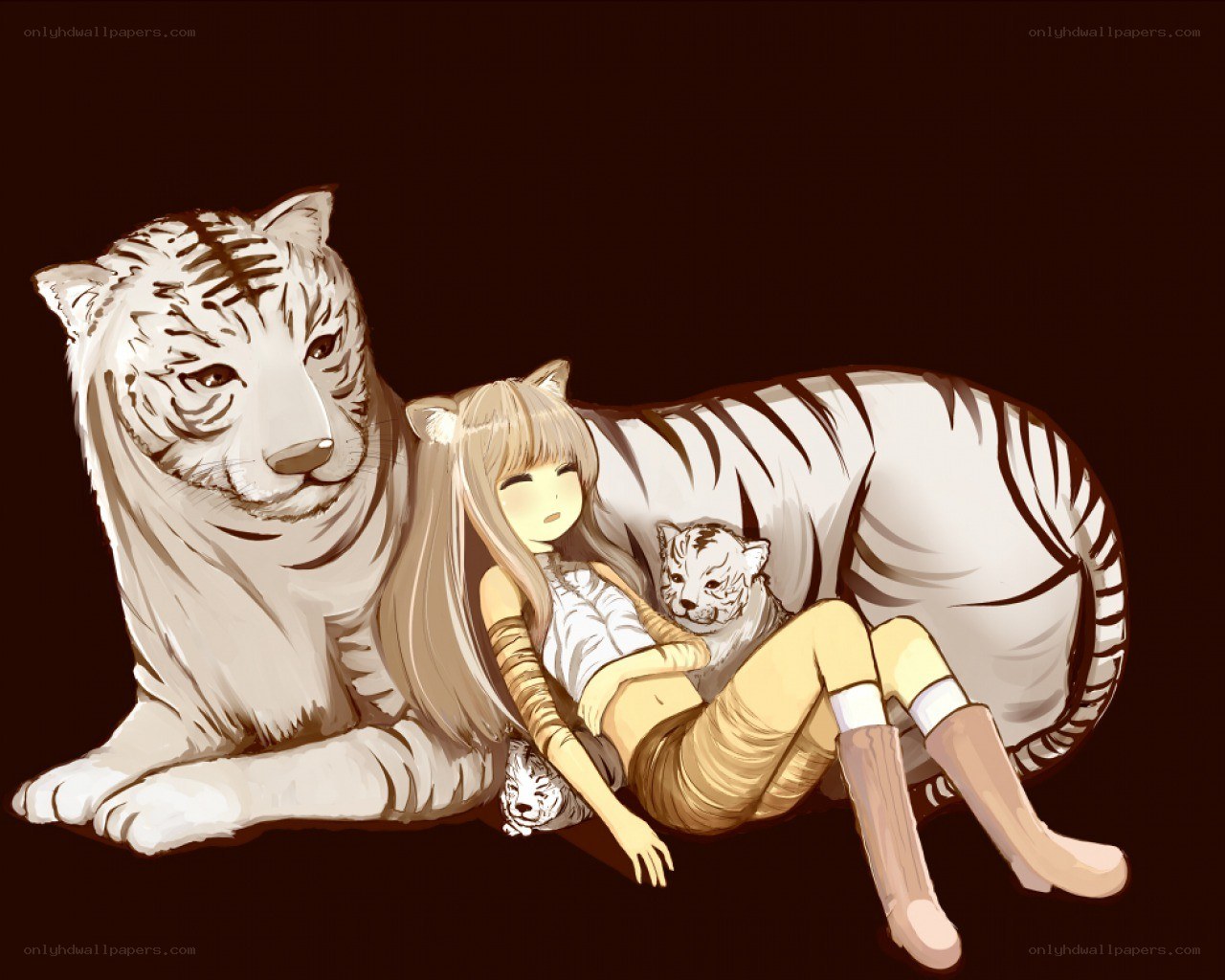 girl with white tigers